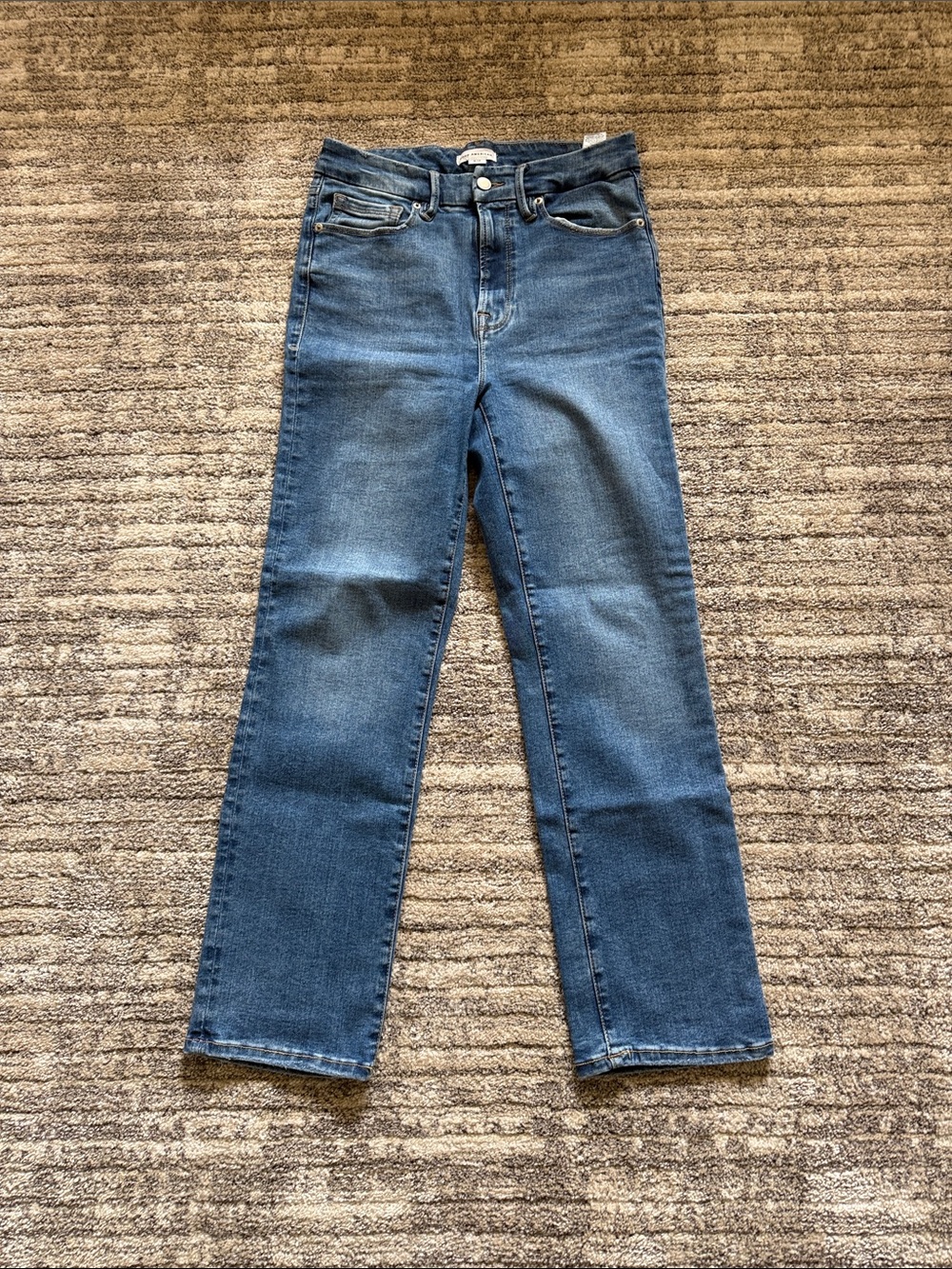 Good American Mid-Rise Straight Leg Jeans - Denim Blue